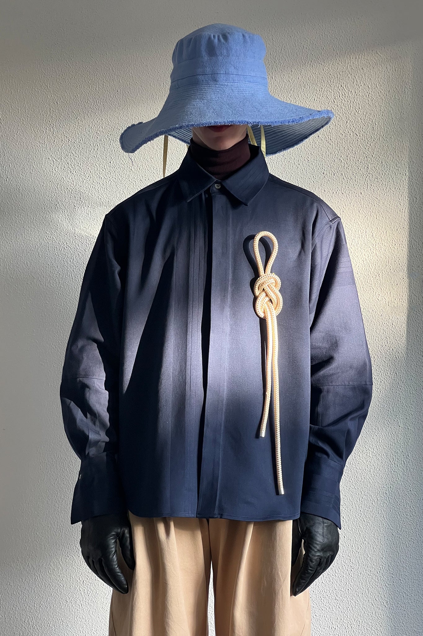 Nore Overshirt Navy Blue with Gold Beige Knot