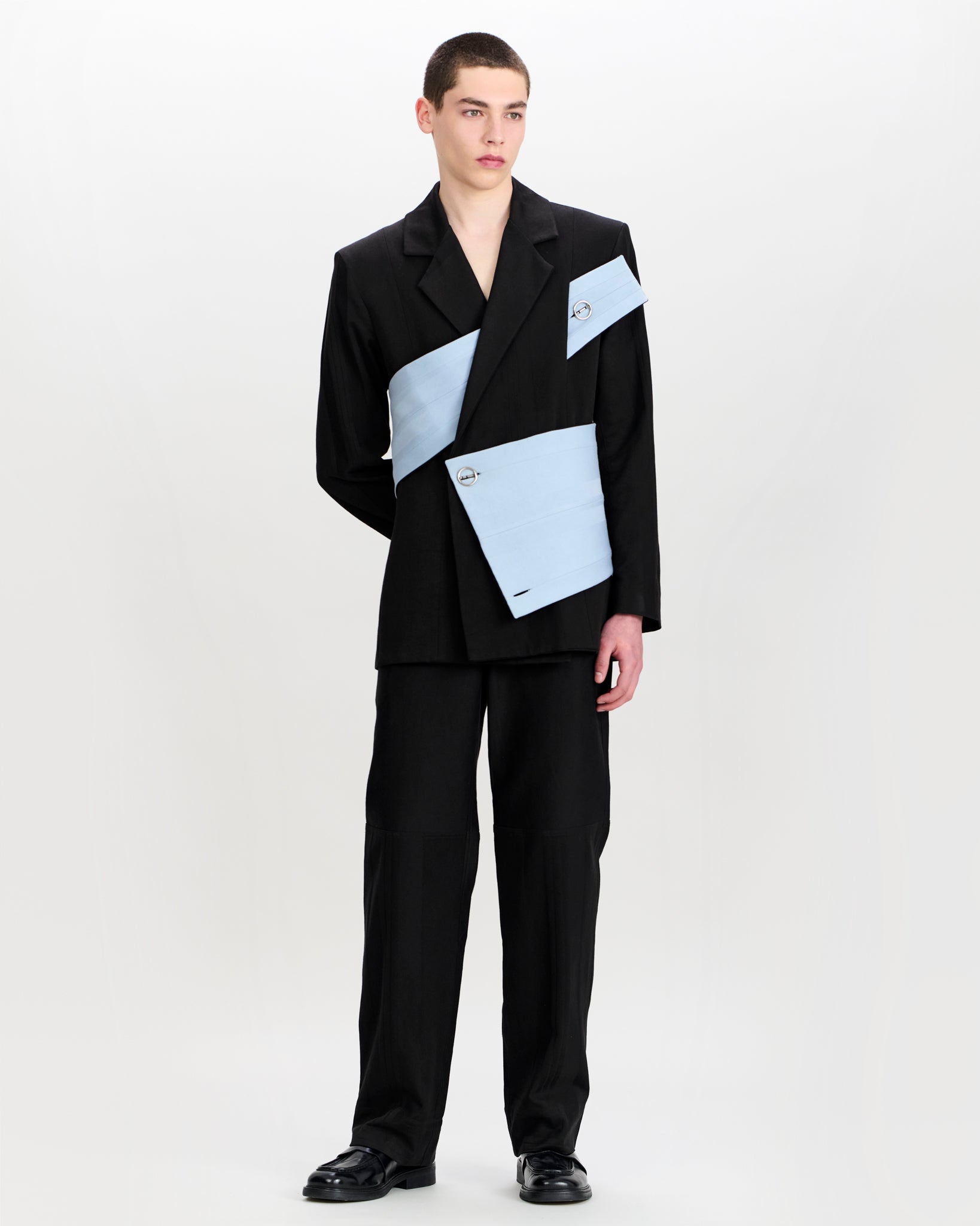Siebe Blazer Charcoal Black and Stormy Blue