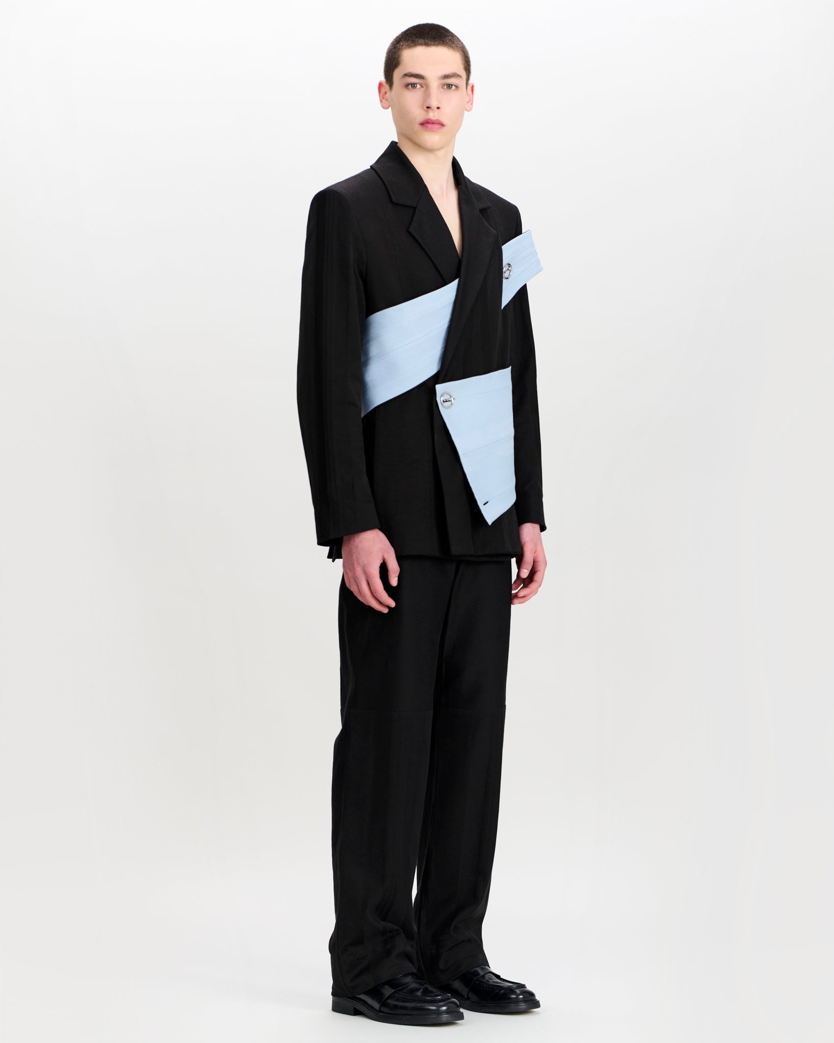 Siebe Blazer Charcoal Black and Stormy Blue