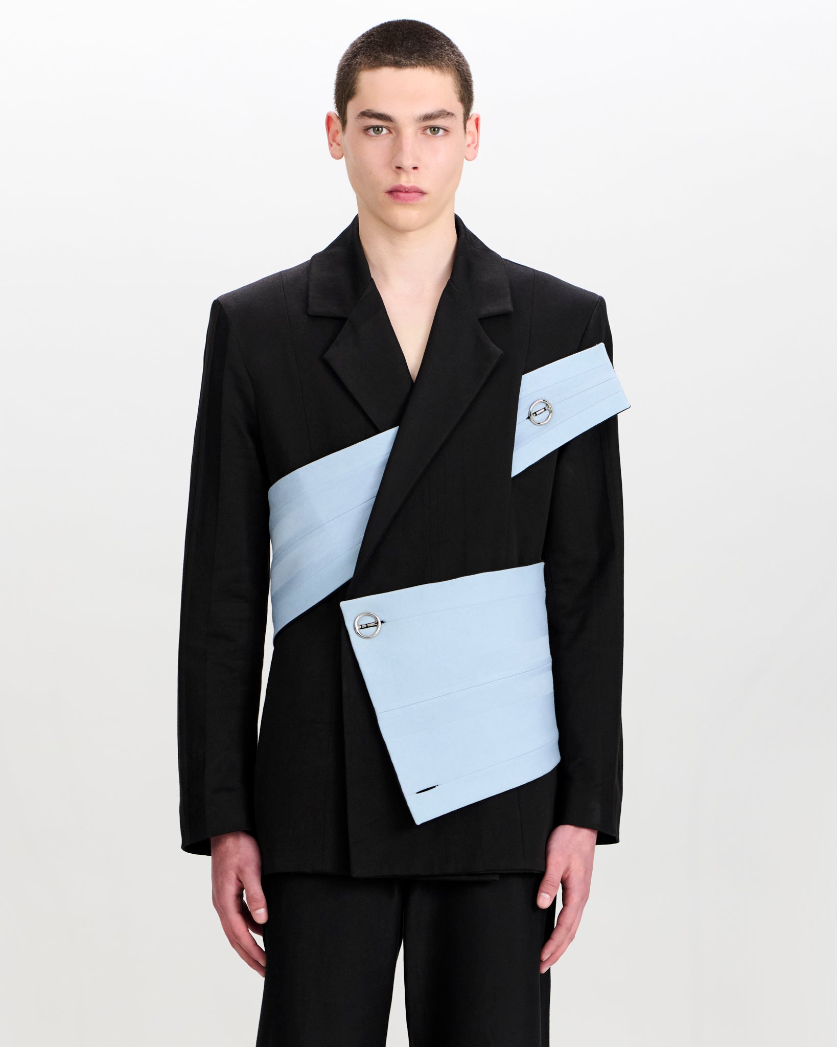 Siebe Blazer Charcoal Black and Stormy Blue