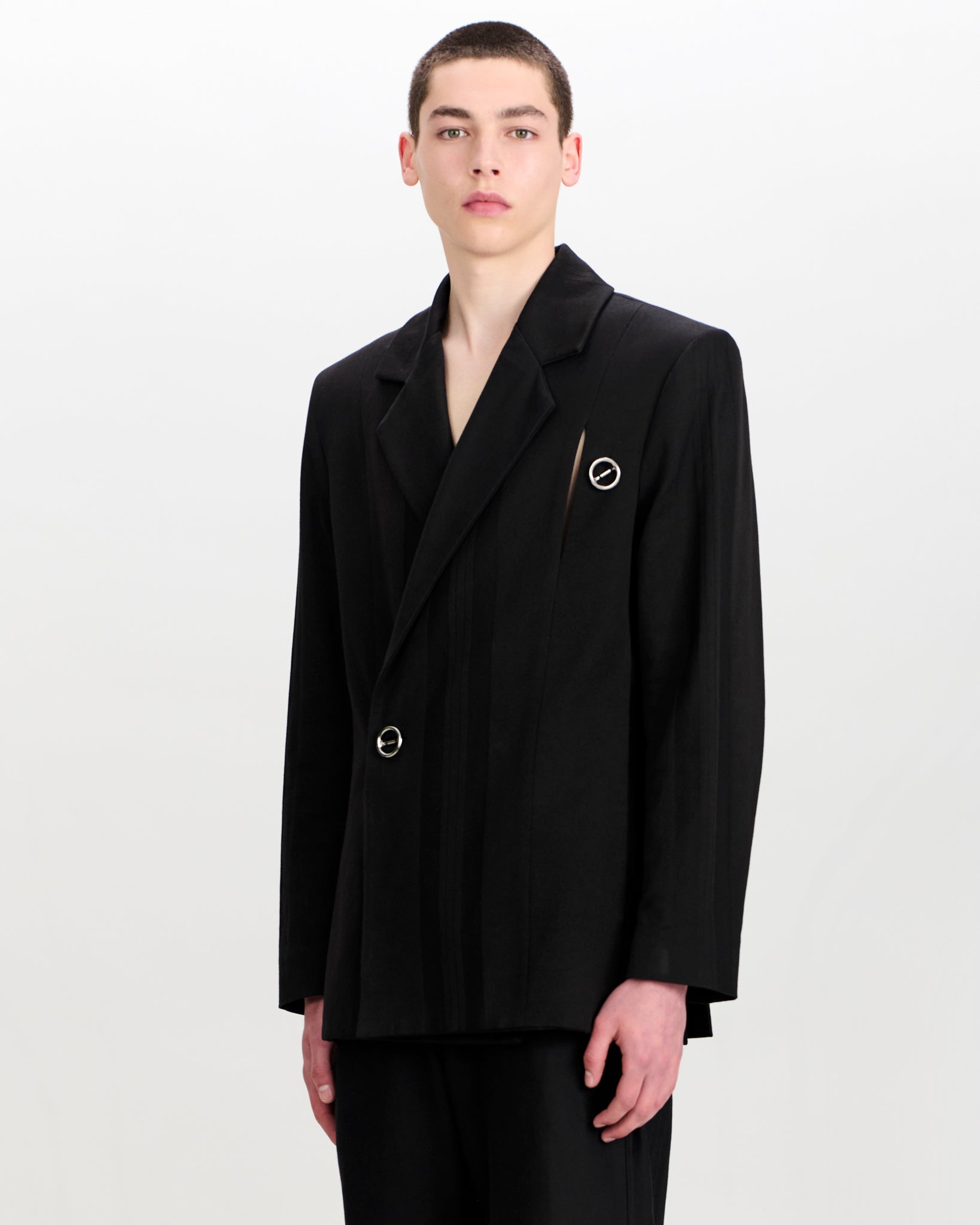 Siebe Blazer Charcoal Black and Stormy Blue