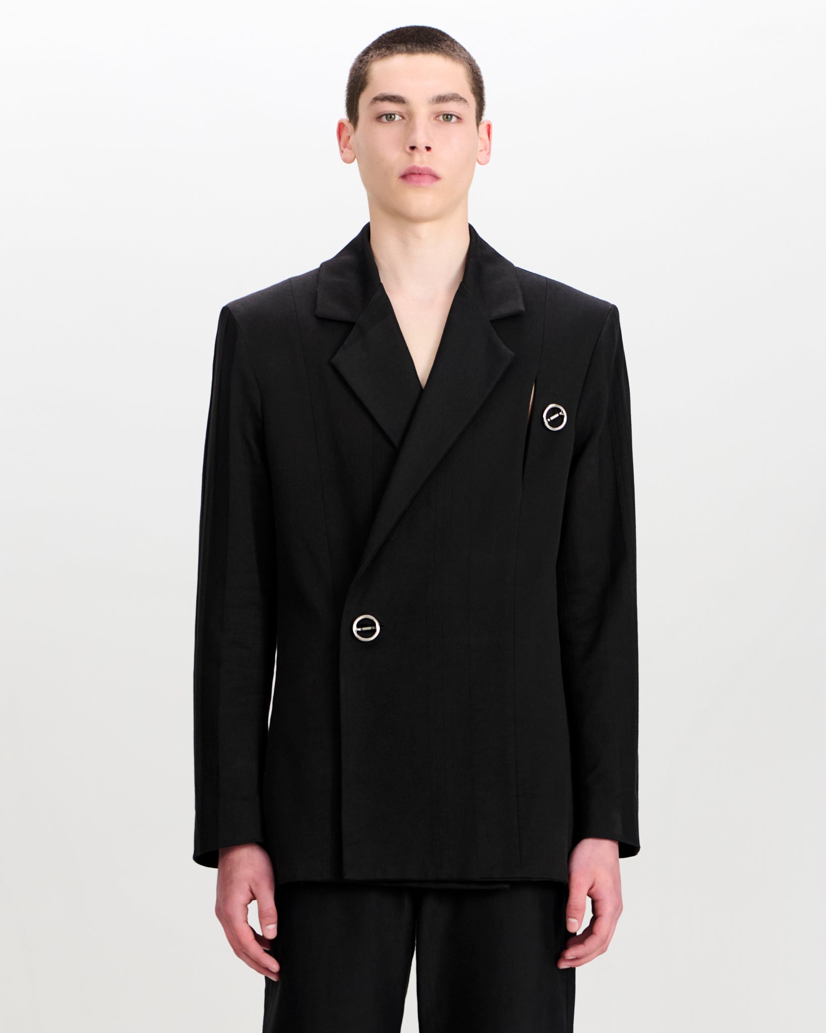 Siebe Blazer Charcoal Black and Stormy Blue
