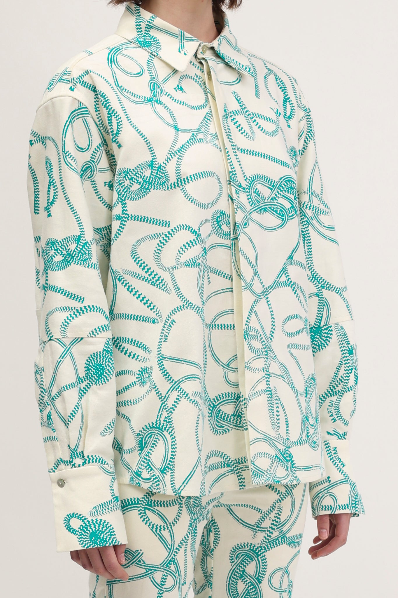 Nore Overshirt Knotted Print Seaweed Green