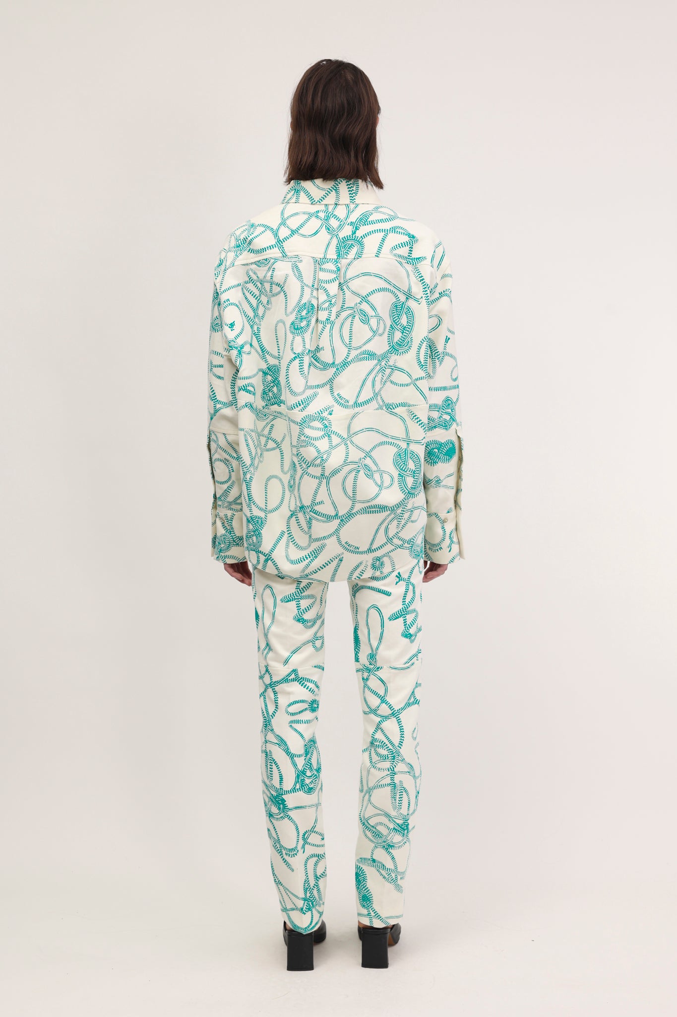 Nore Overshirt Knotted Print Seaweed Green
