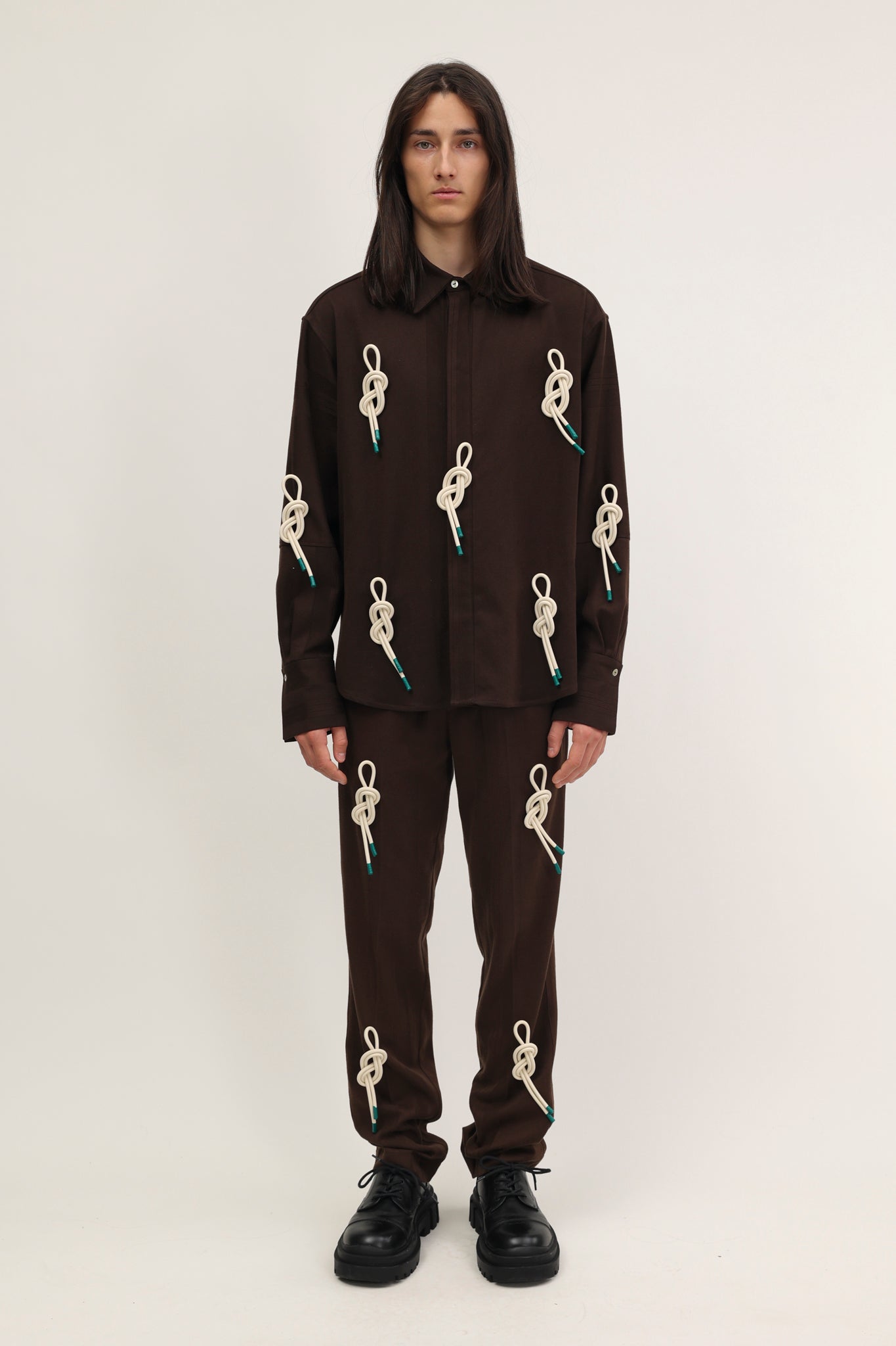 Nore Trousers Chocolate Brown with knots