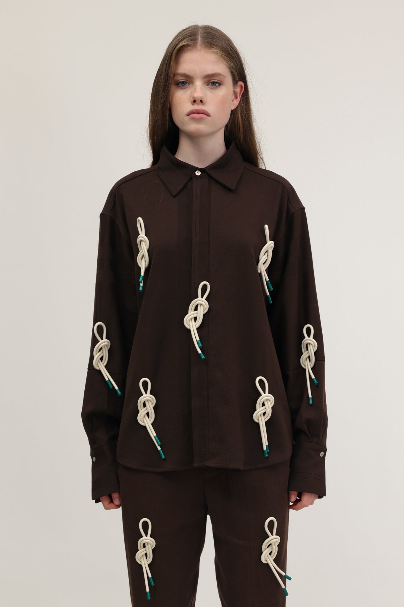 Nore Overshirt Chocolate Brown with knots
