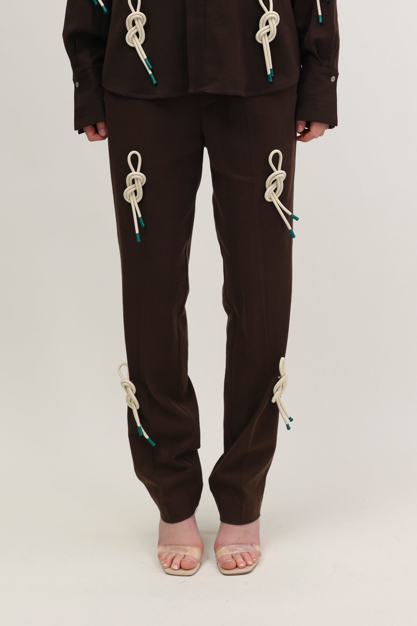 Nore Trousers Chocolate Brown with knots